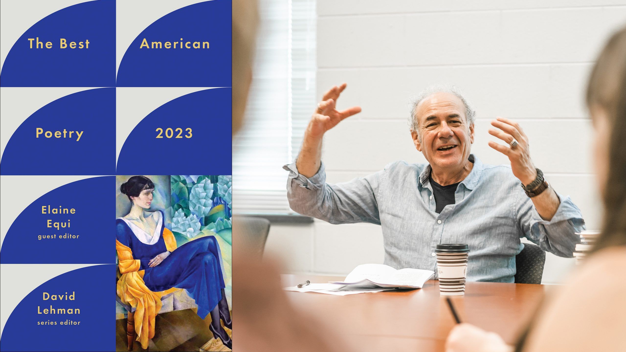 Stuart Dischell and the cover of The Best American Poetry 2023, where he is featured
