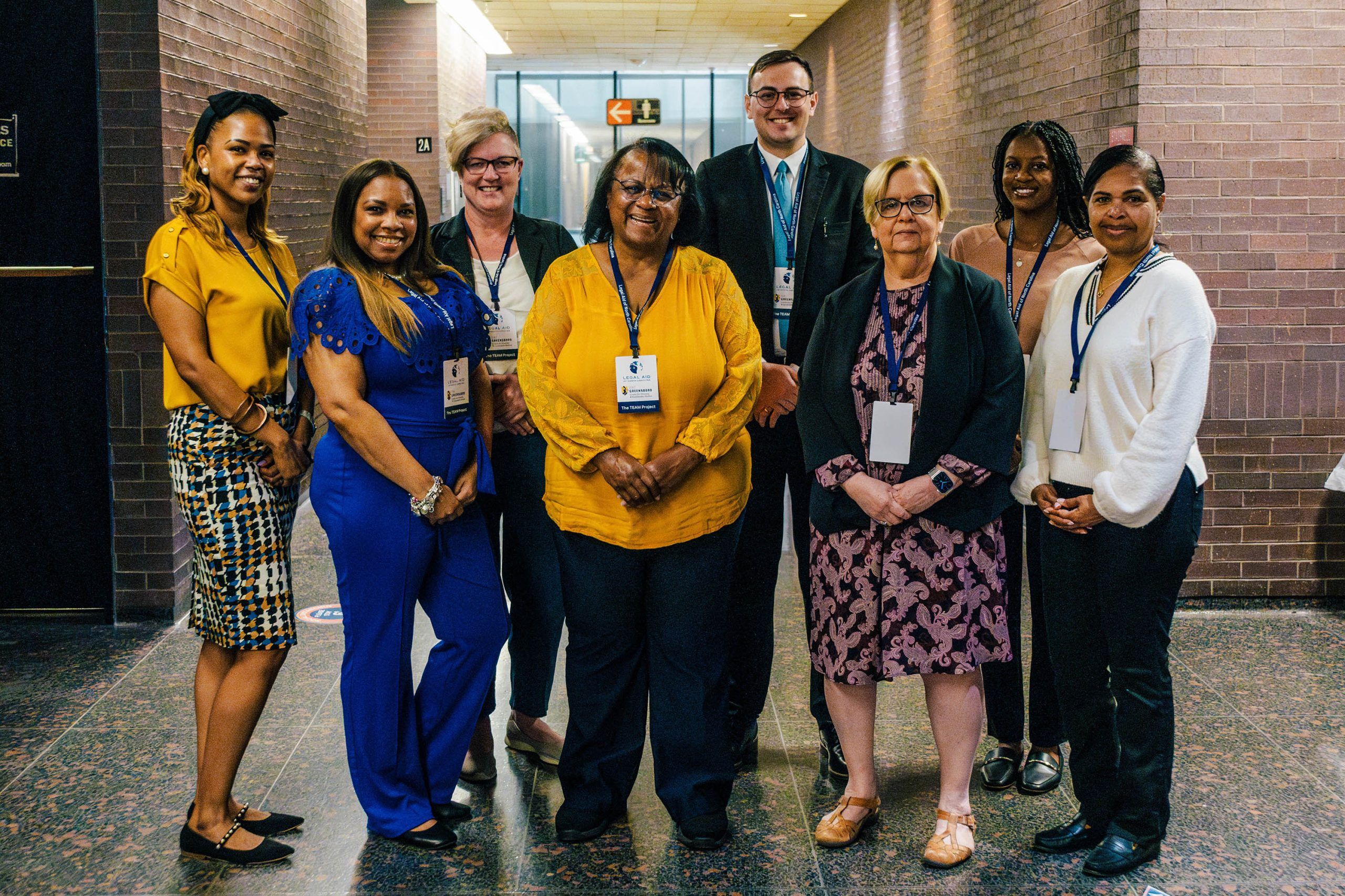 CHCS and Legal Aid teams stand inside the Guilford County Courthouse