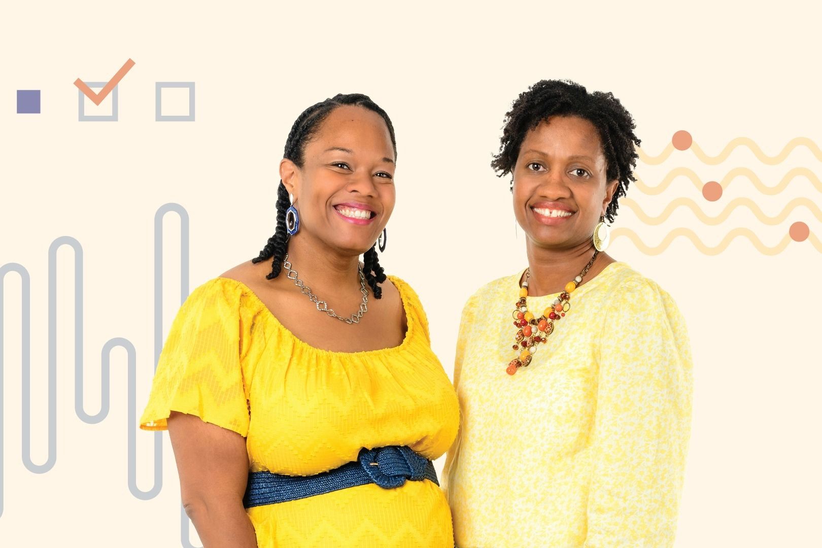Two women smiling.