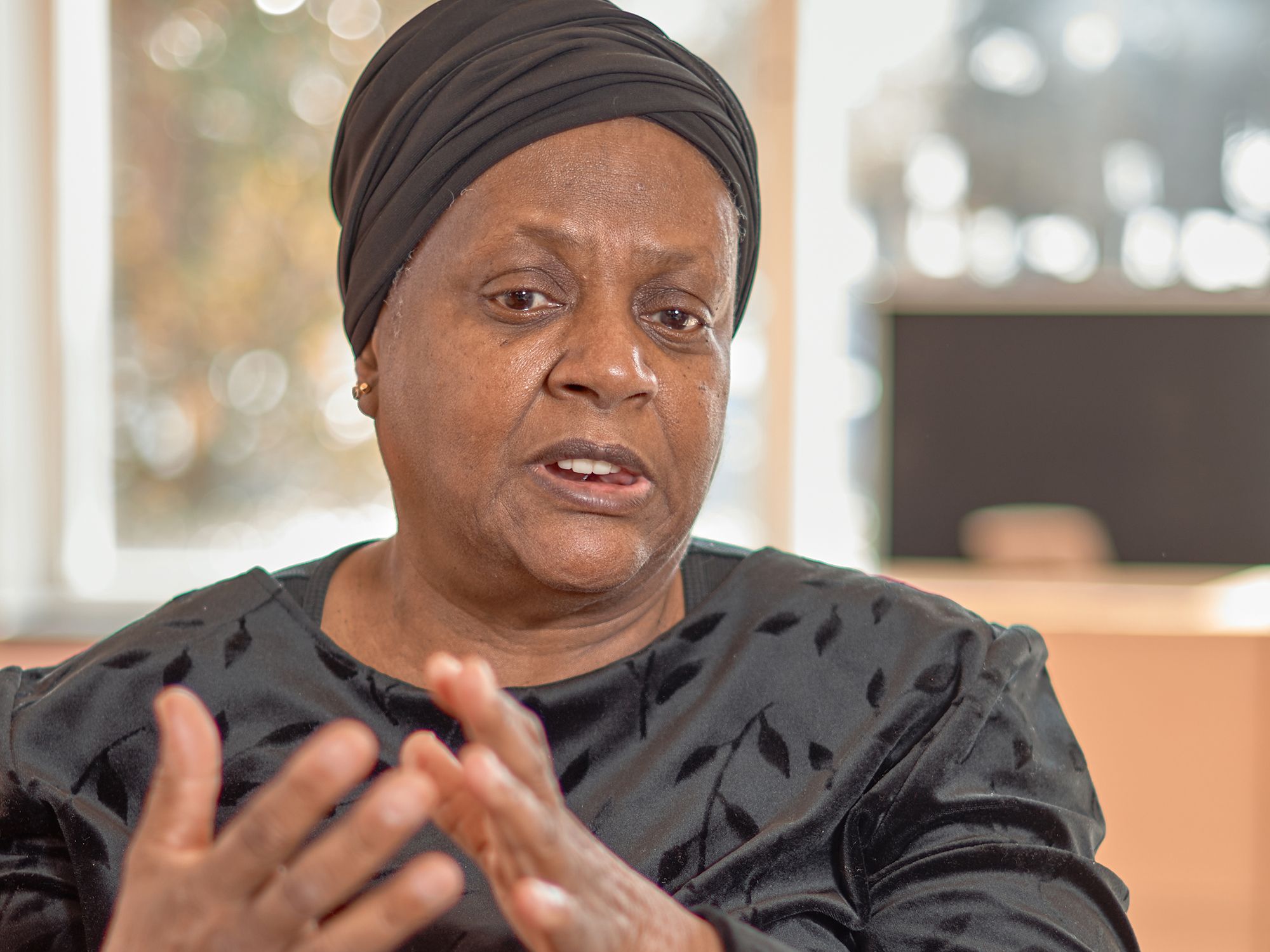 A woman in a kinship caregiver group.