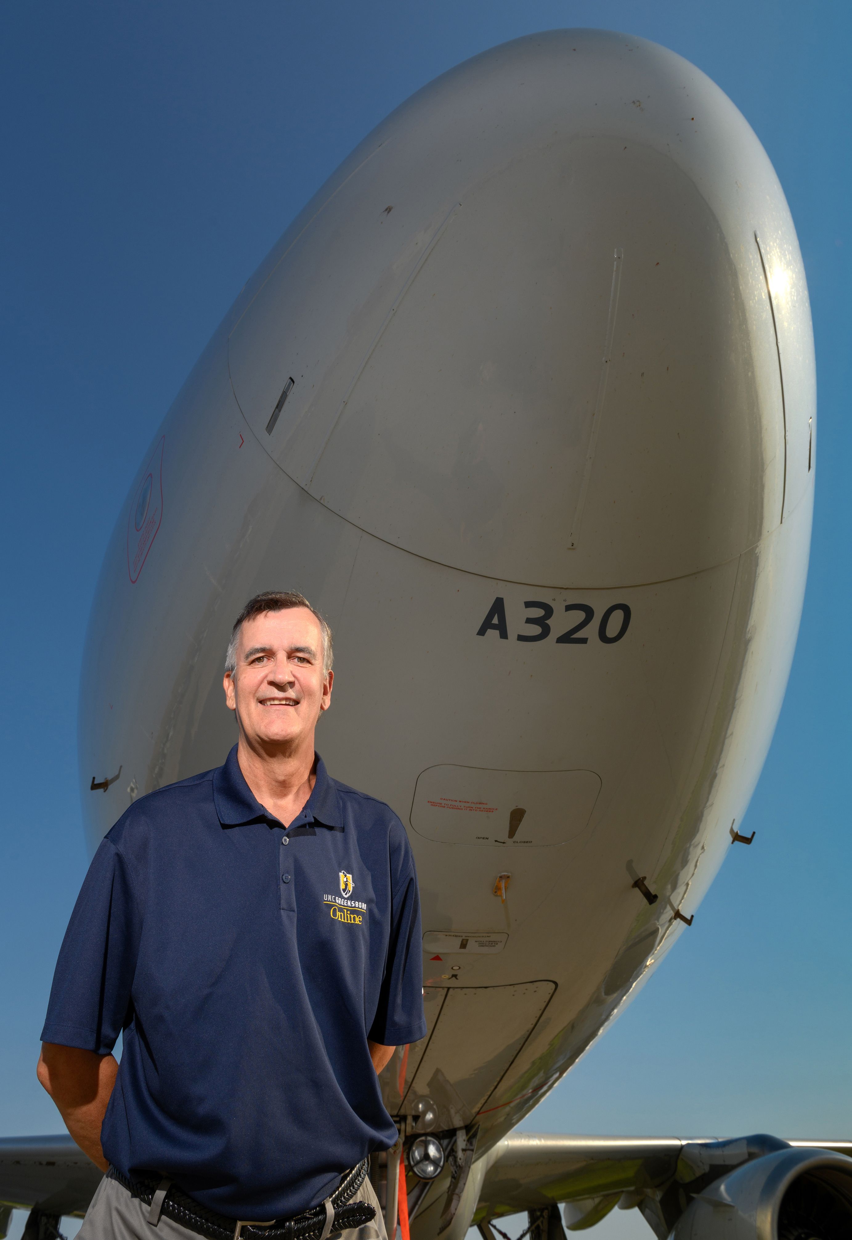 Keith Debbage under an A320