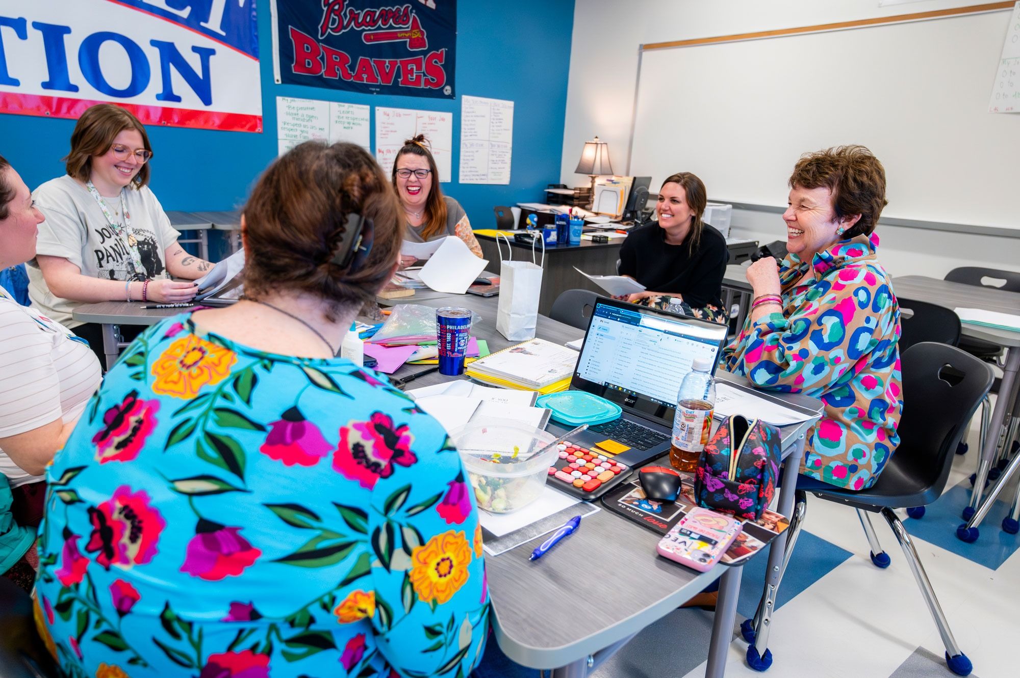 Teachers meeting to discuss STEM
