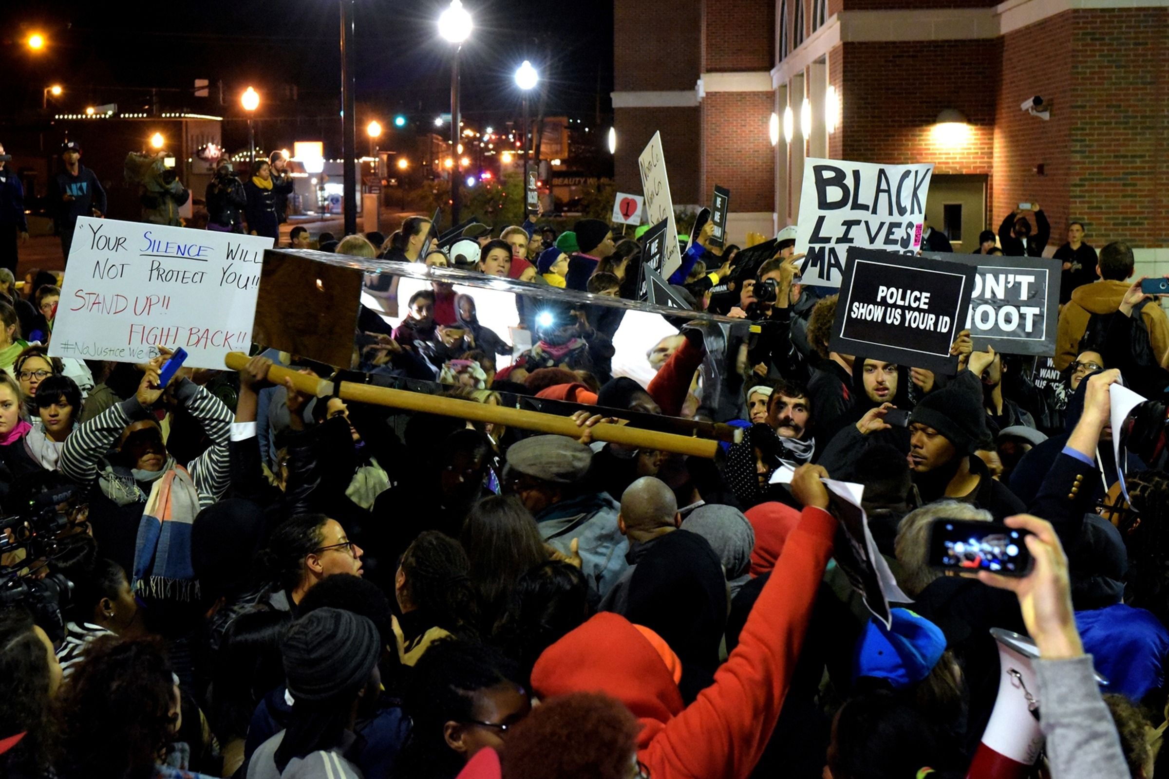 A protest speaking out against the police brutality against black men