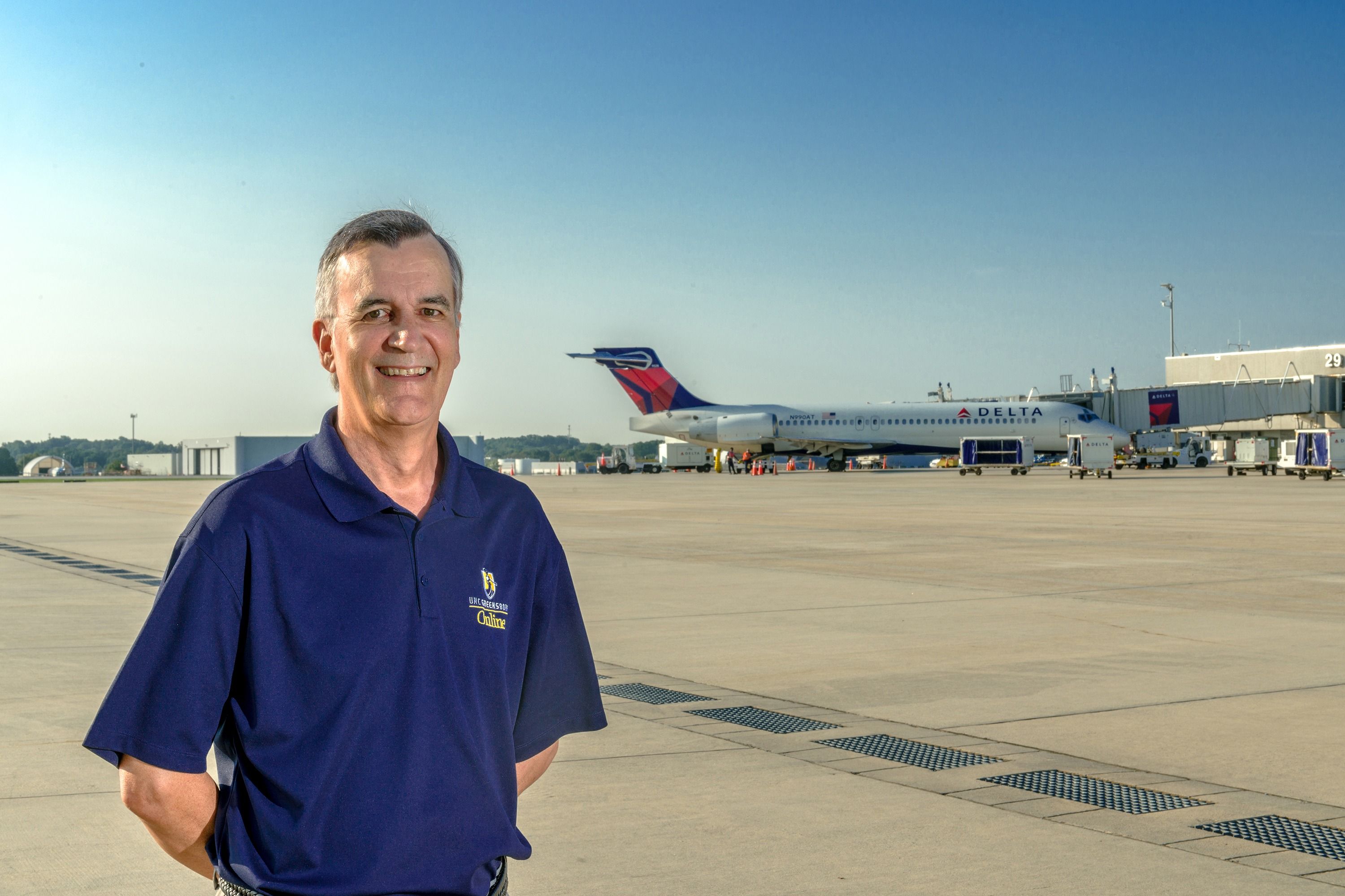 Debbage on the runway at Piedmont Triad International Airport