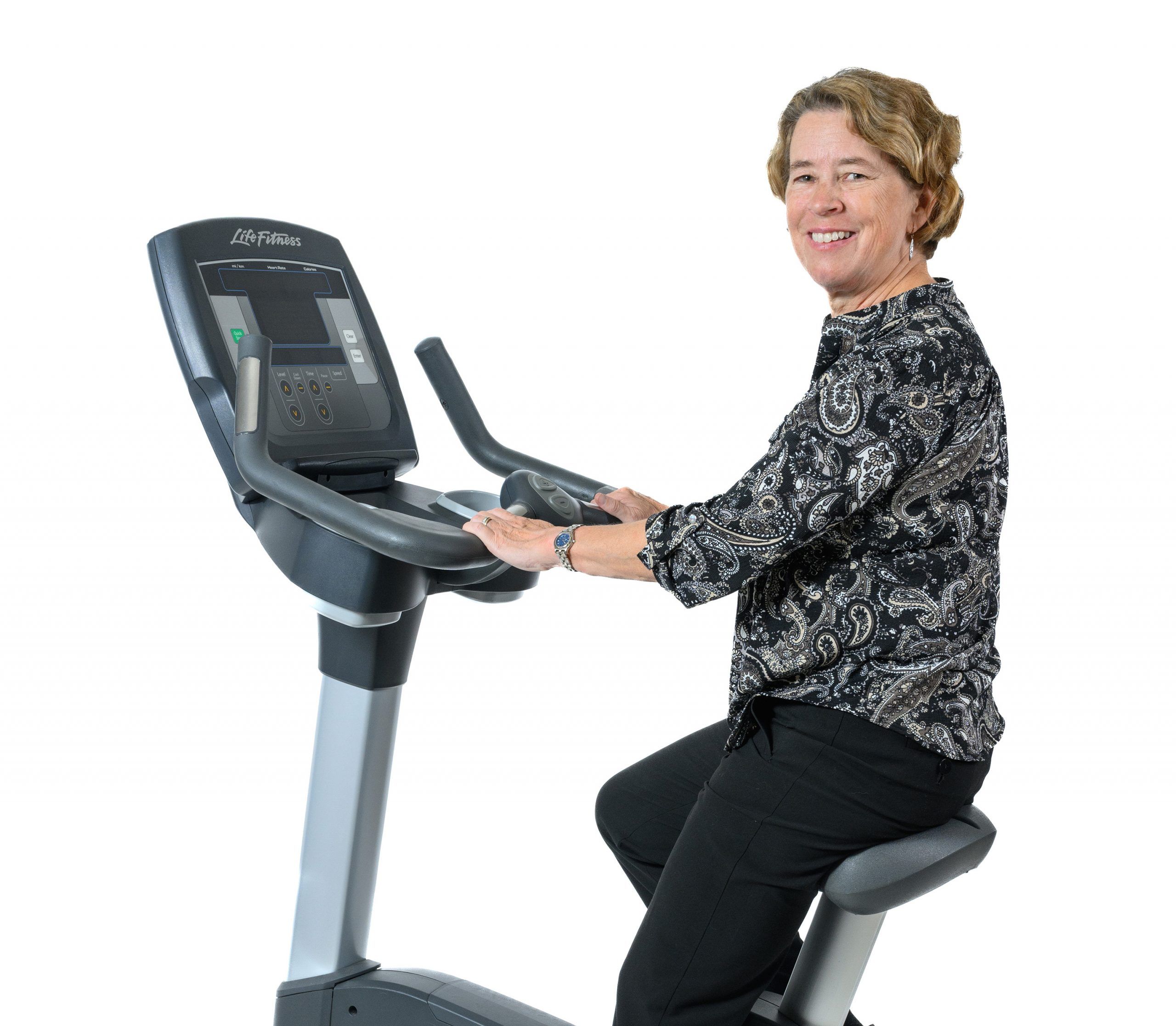 Dr. Jennifer Etnier on an exercise bike