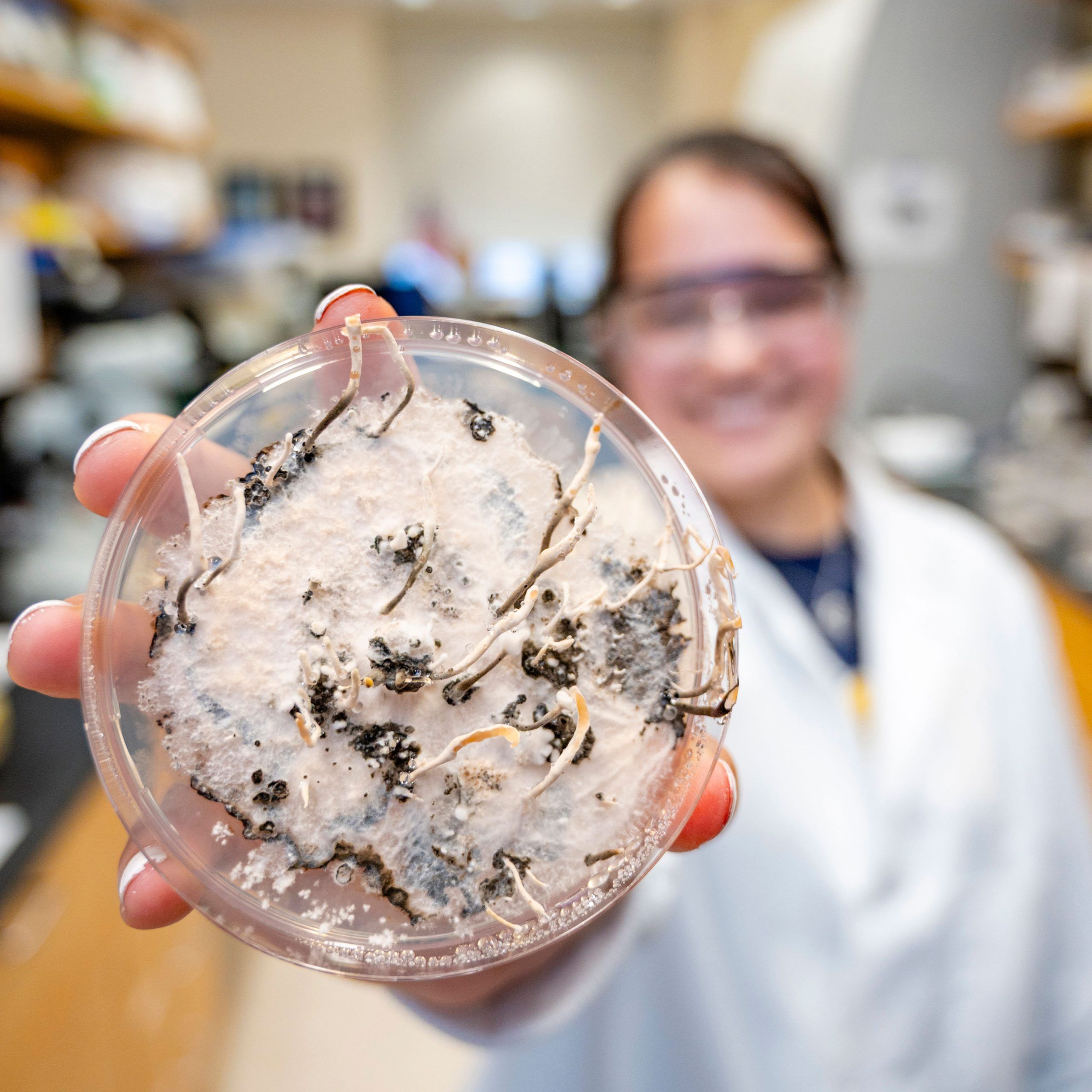 Kevin Oliver jr's son next to one of Dr. Lee's works