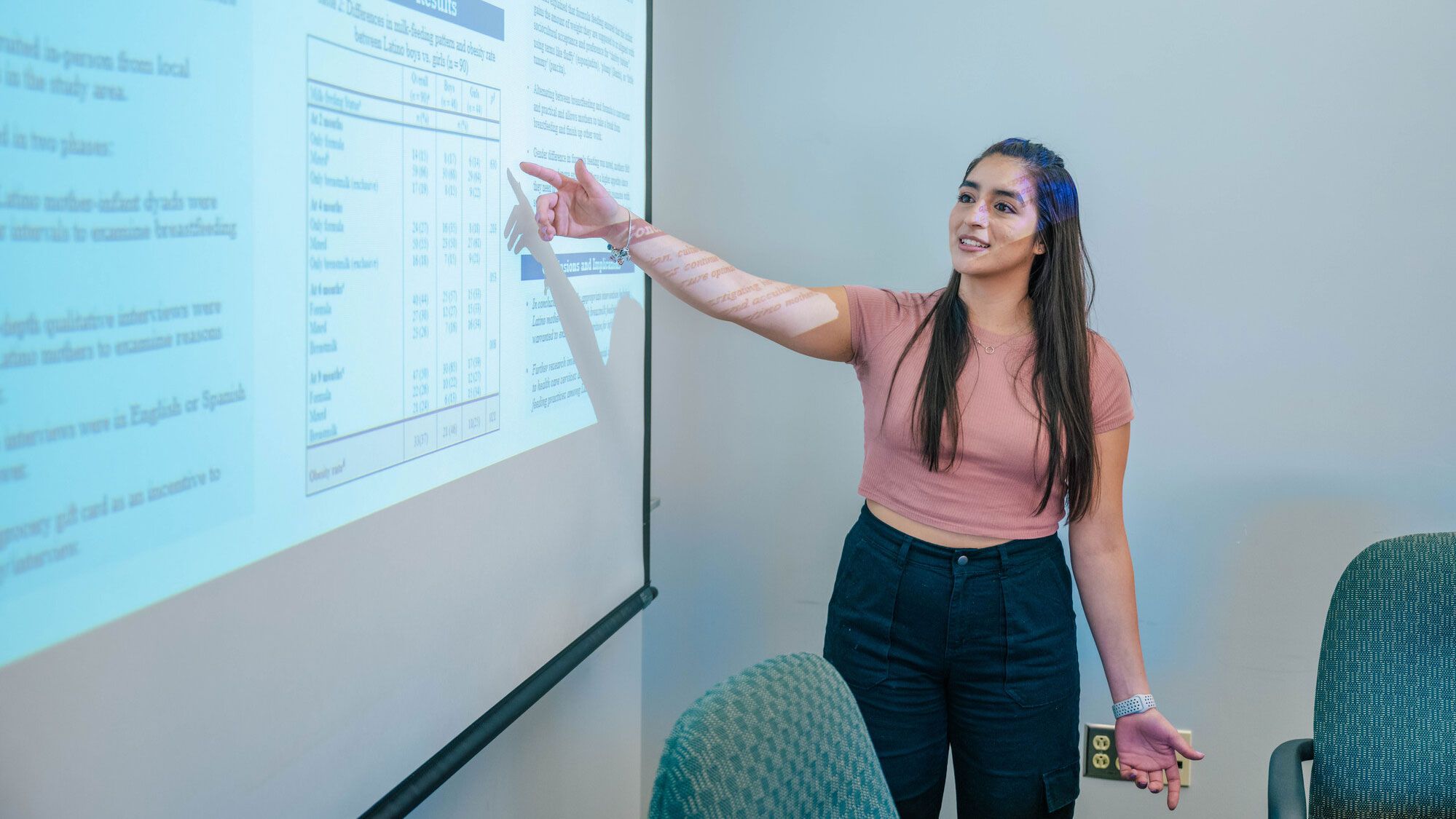 Selena Villa presents findings from her work with Dharod