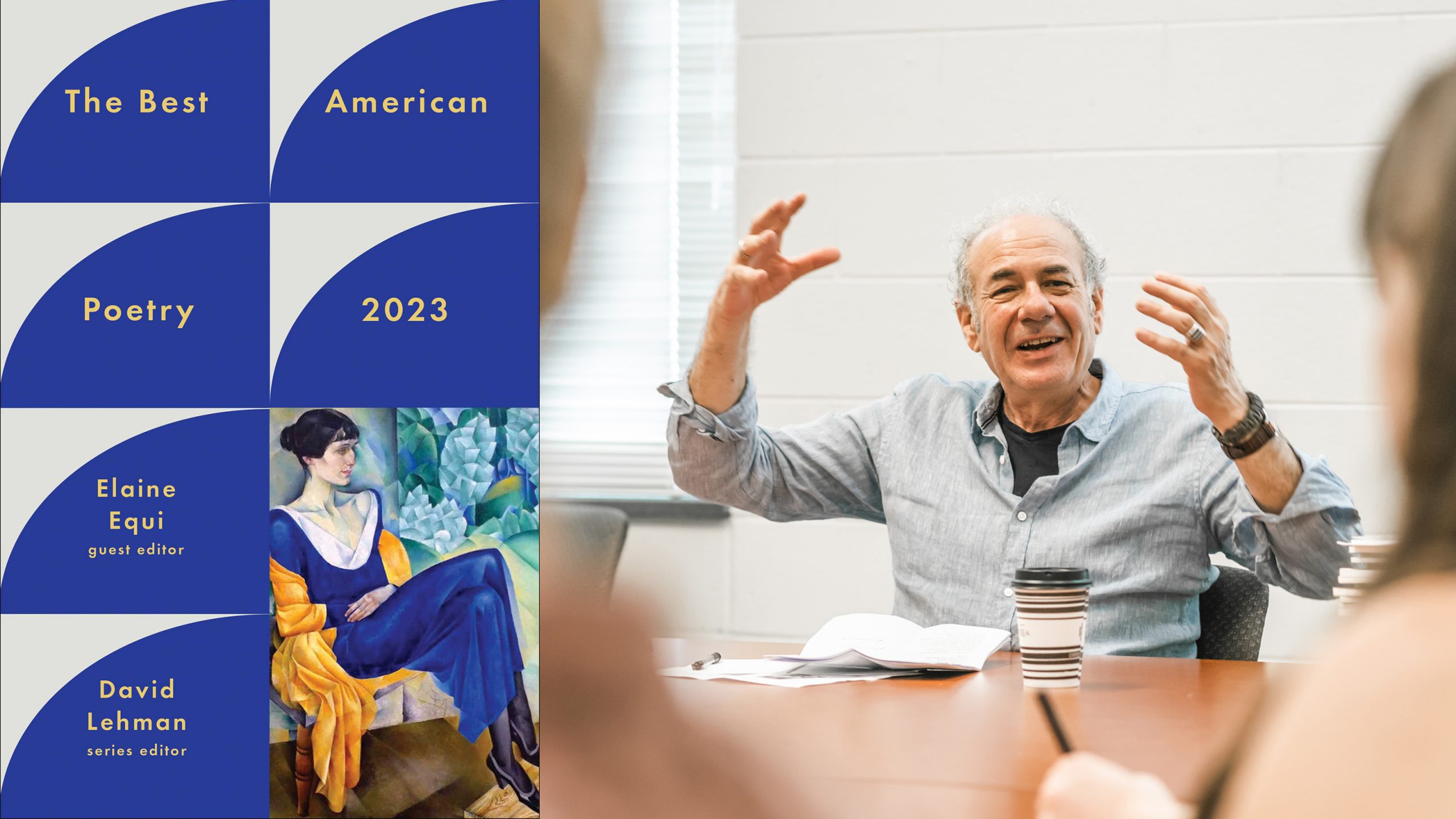 Stuart Dischell and the cover of The Best American Poetry 2023, where he is featured