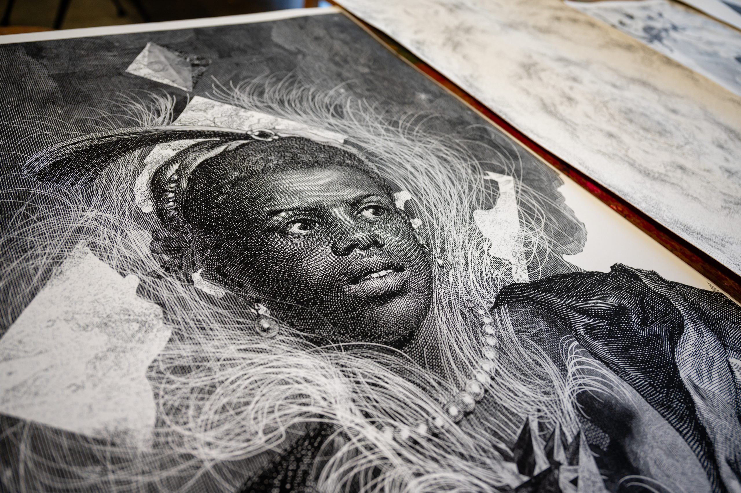 A close-up of one of Zaire Miles-Moultrie's prints