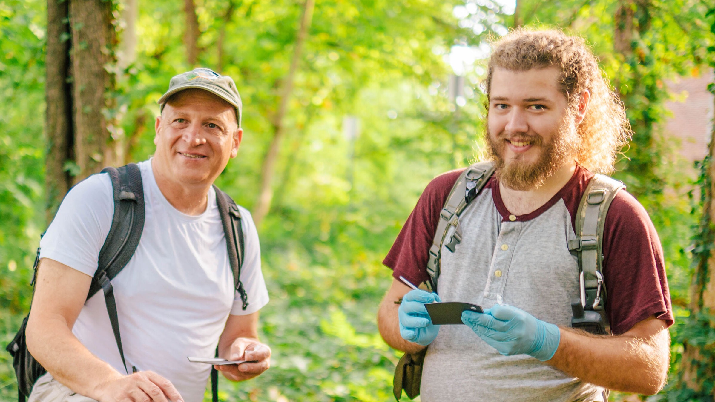 Gideon Wasserberg and Noah Holland in the field