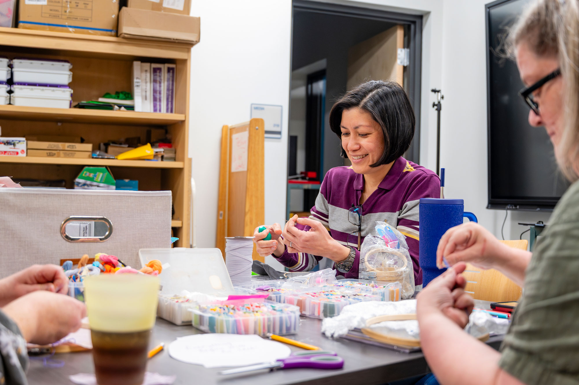 Teachers trying hands-on STEM activities